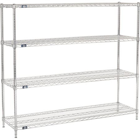 Nexel 4 Shelf, Chrome Wire Shelving Unit, Starter, 72inW x 18inD x 54inH 188230